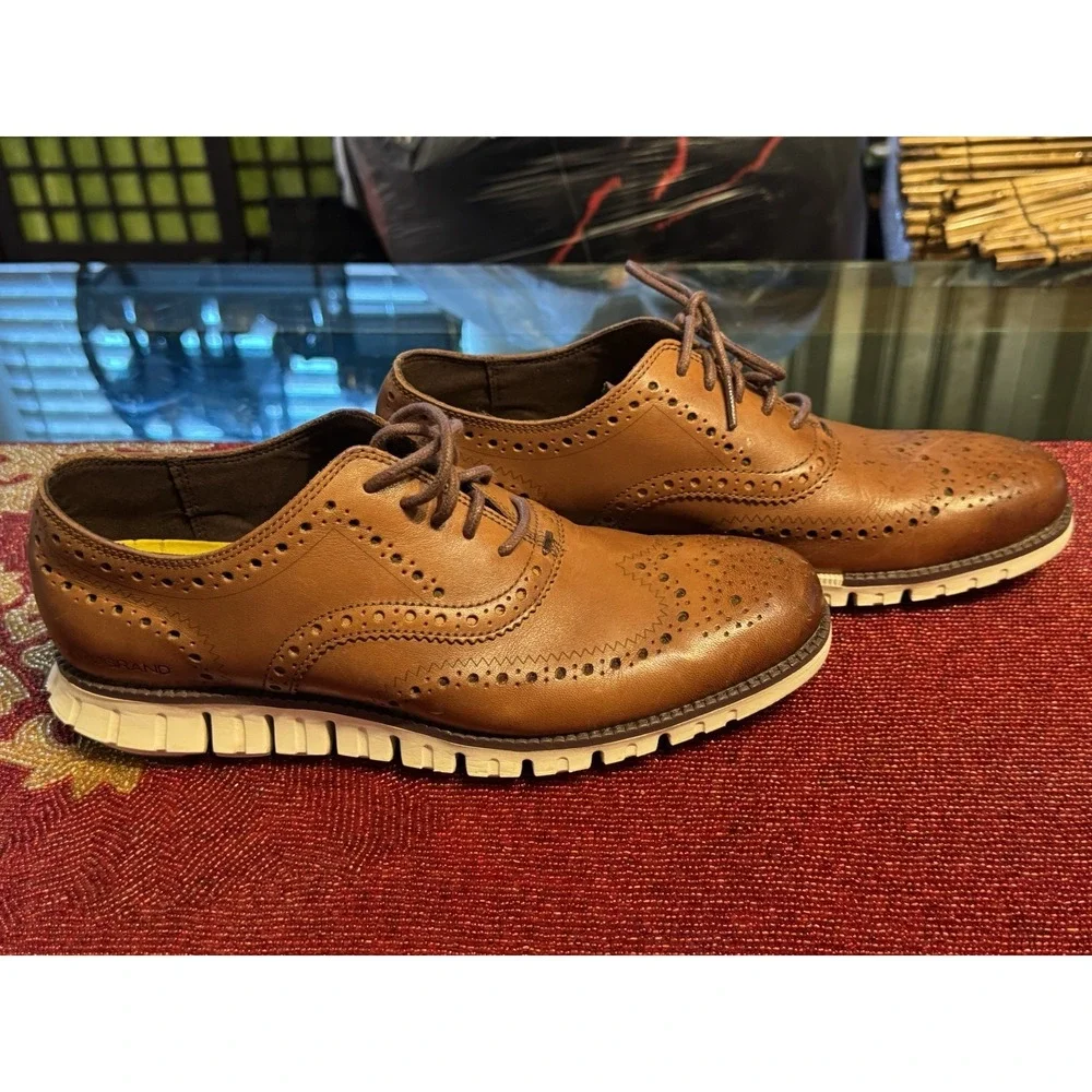 Cole Haan ZERØGRAND Wingtip Oxford Men's Size 8M Brown Leather Brogue Shoes